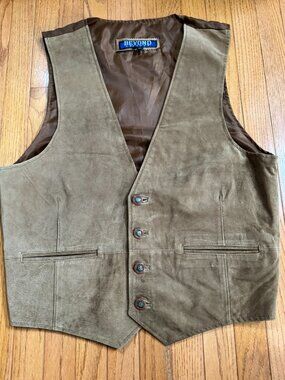 Genuine Leather Western Vest Adjustable Back Brown XL
